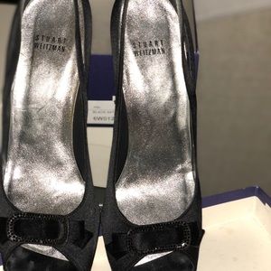 🌟Stewart Weitzman Black Satin Sandal Size 10👉👉